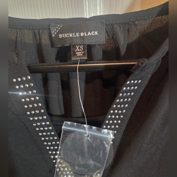 Buckle Black Blouse with Silver Detailing - Picture 2 of 6